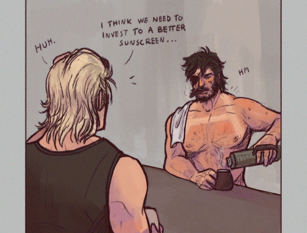 kaz notices snake's tanlines